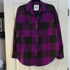 Aerie oversized plaid flannel shirt button down top